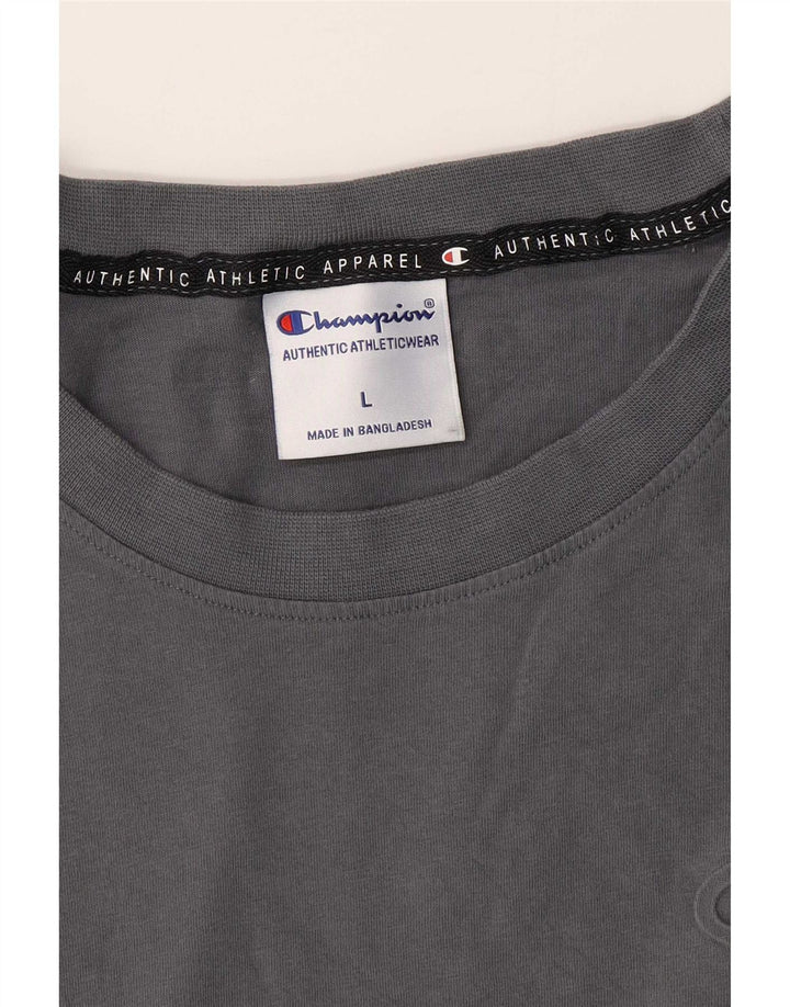 Champion Herren Regular T-Shirt Top Large Grau Baumwolle