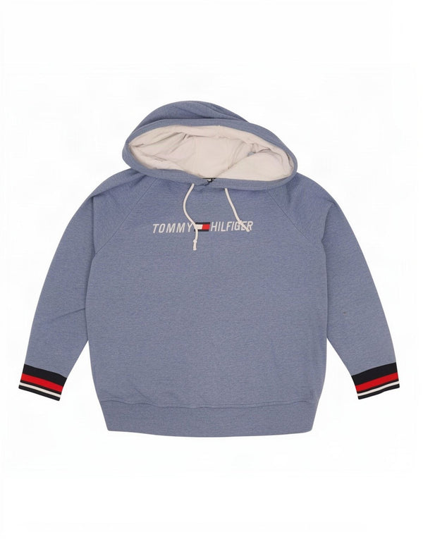 Tommy Hilfiger Damen-Kapuzenpullover mit Grafik, UK 16, Größe L, Blau, Farbblock