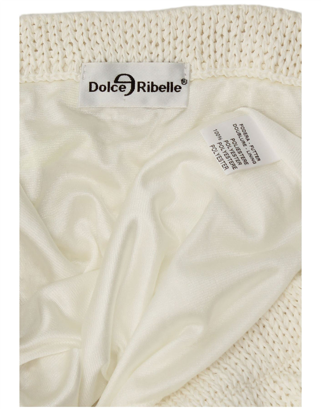 VINTAGE Asymmetrischer Damen-Strickrock W34 Großes weißes Polyester