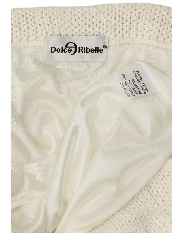 VINTAGE Asymmetrischer Damen-Strickrock W34 Großes weißes Polyester