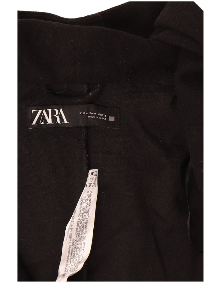 Zara Womens Hooded Open Overcoat UK 14 Mittelschwarzes Polyester