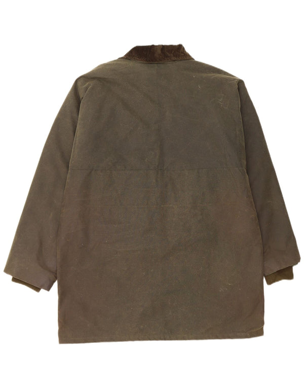 Vintage Damen Jacke aus gewachster Baumwolle UK 14 Large Khaki