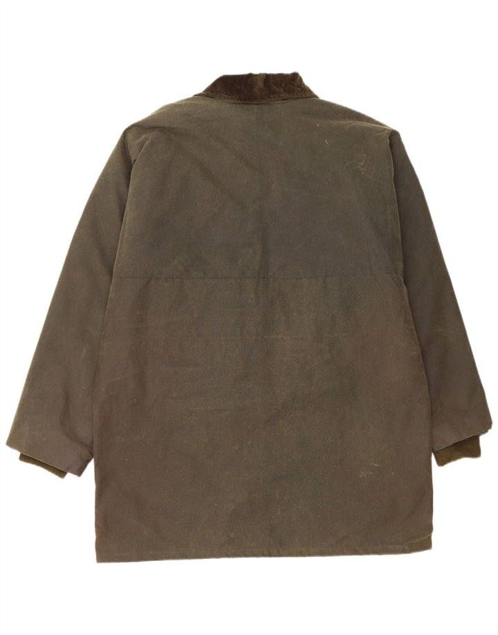 Vintage Damen Jacke aus gewachster Baumwolle UK 14 Large Khaki