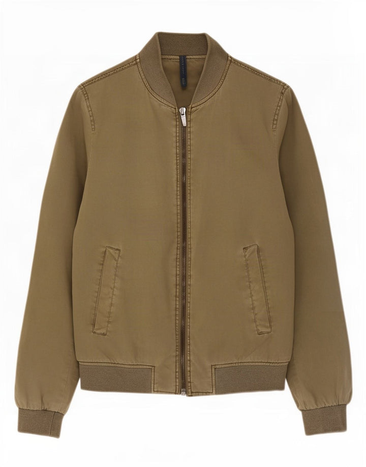 Zara Herren Bomberjacke UK 36 Small Khaki Baumwolle