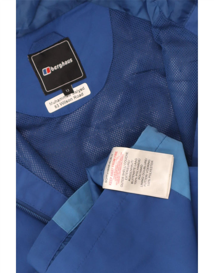 Berghaus Jungen-Regenjacke mit Kapuze, 12–13 Jahre, blaues Colourblock-Polyamid