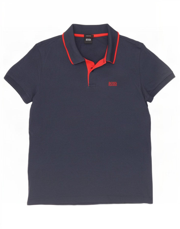 Hugo Boss Herren-Poloshirt, klein, marineblau, Baumwolle