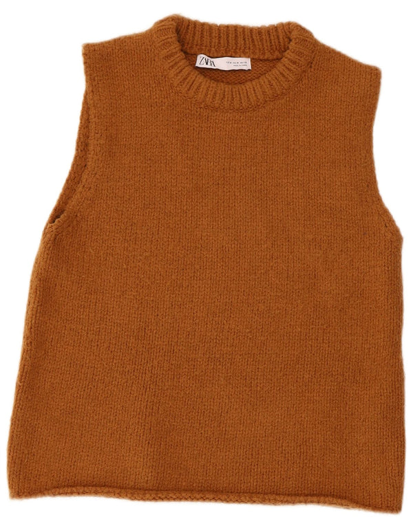 Zara Damen Weste Tank Top UK 12 Mittelbraunes Acryl