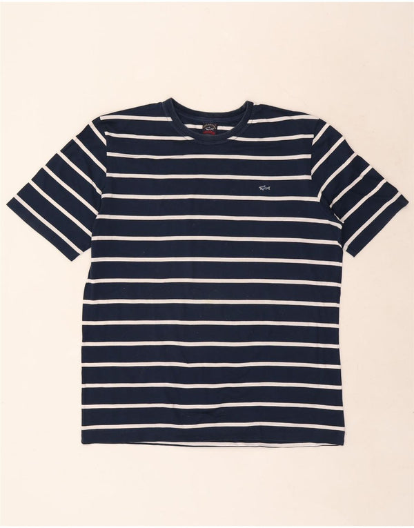 Paul & Shark Herren-T-Shirt „Yachting“ aus mittelblauer, gestreifter Baumwolle