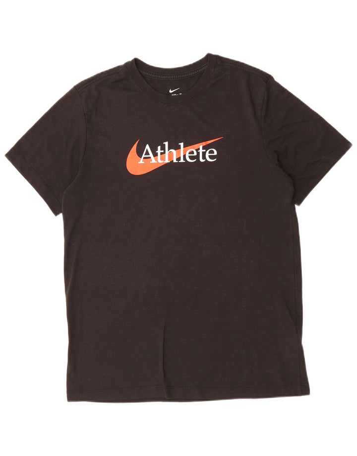 Nike Herren Dri Fit Graphic T-Shirt-Oberteil aus mittelschwarzer Baumwolle