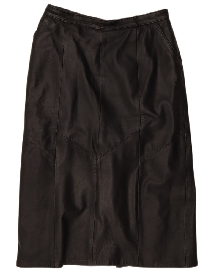 Vintage Damen Lederrock IT 42 Medium W28 Schwarz