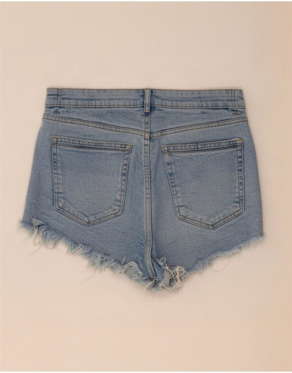 Zara Damen-Jeansshorts im Used-Look mit hoher Taille, EU 38, Größe S, W28, Blau