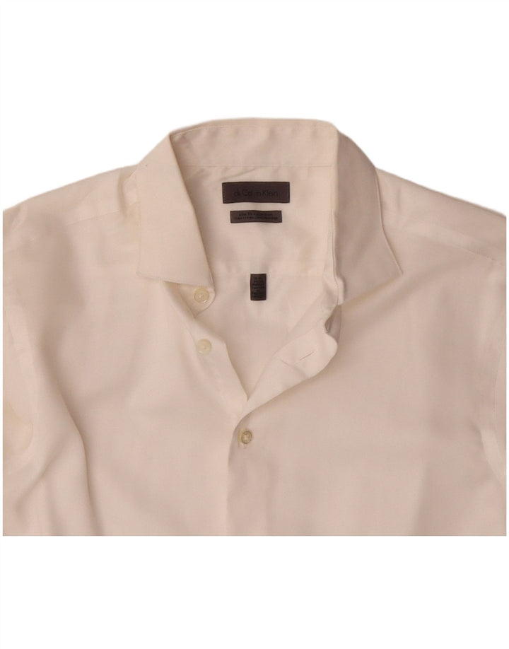 CALVIN KLEIN Herren Slim Fit Hemd Größe 15 1/2 Mittelweiße Baumwolle