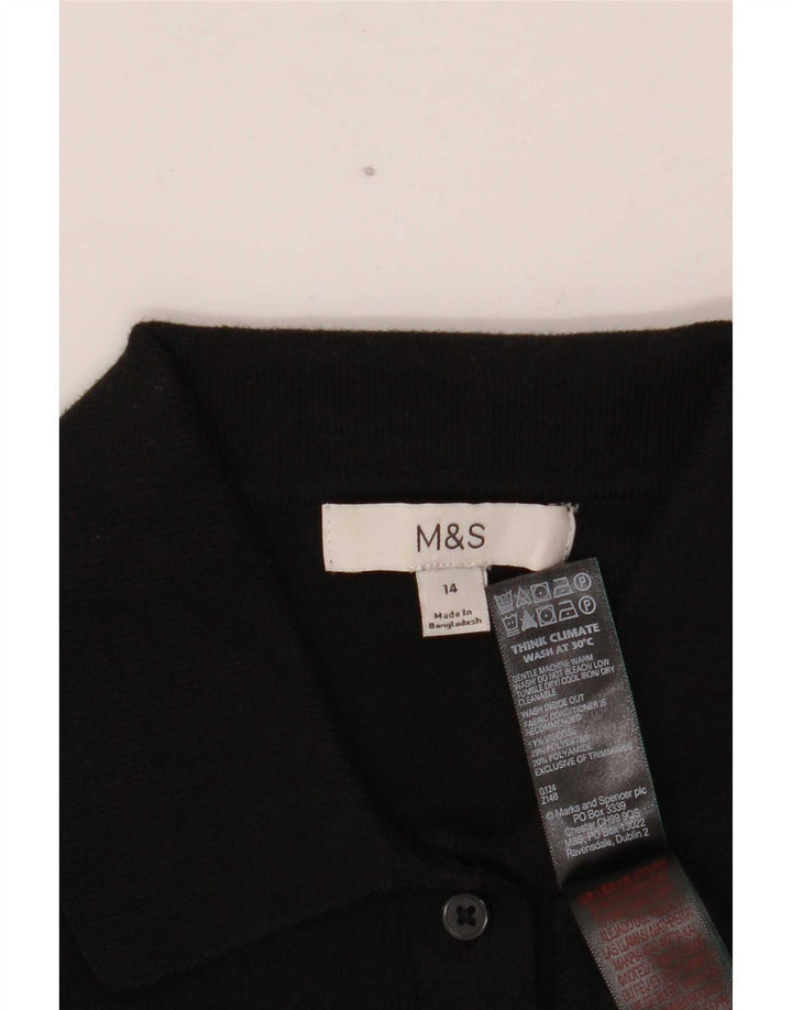 Marks & Spencer Damen-Strickjacke in Übergröße, Gr. 14, Größe L, Schwarz, Viskose