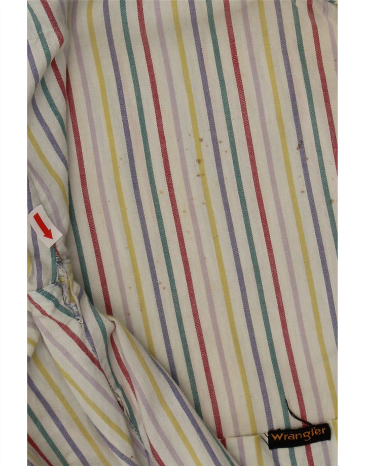 WRANGLER Mens Short Sleeve Pullover Shirt Large White Striped Vintage Wrangler and Second-Hand Wrangler from Messina Hembry 