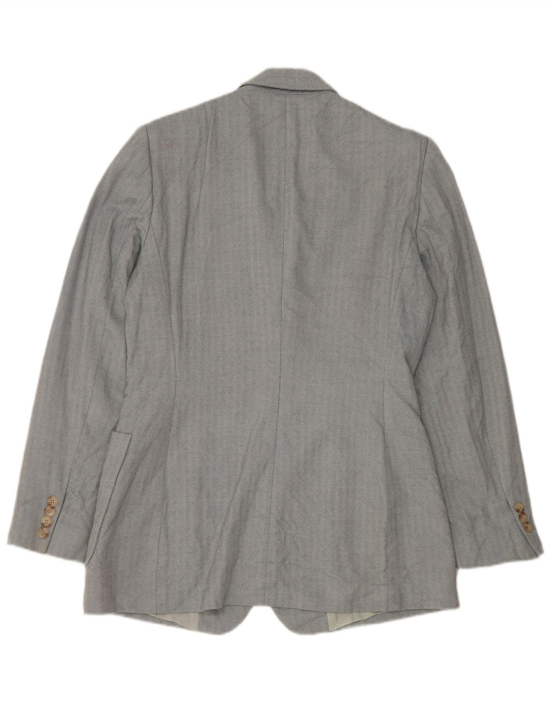 Ralph Lauren Damen-Blazerjacke mit 3 Knöpfen, US 8, mittelblaues Fischgrätenmuster