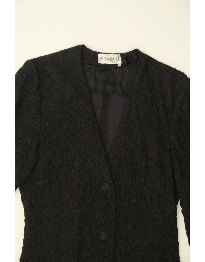 VINTAGE Womens 3 Button Blazer Jacket IT 42 Medium Black Acetate Vintage Vintage and Second-Hand Vintage from Messina Hembry 
