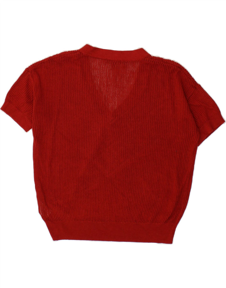 PHASE EIGHT Womens Short Sleeve V-Neck Jumper Sweater UK 14 Medium Red Vintage Phase Eight and Second-Hand Phase Eight from Messina Hembry 