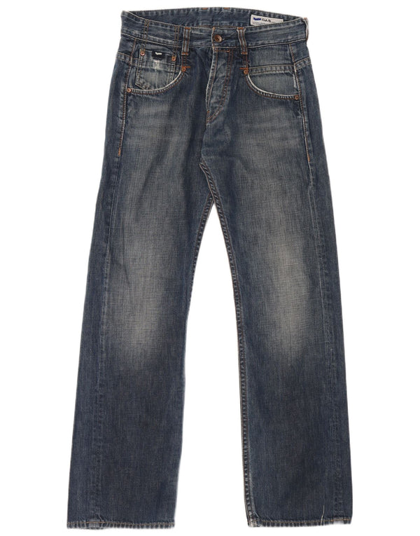 Gas Mens Bootcut Jeans W30 L32 Blue Cotton