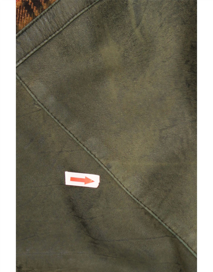 Vintage Herren Lederjacke UK 46 3XL Grün kariertes Leder