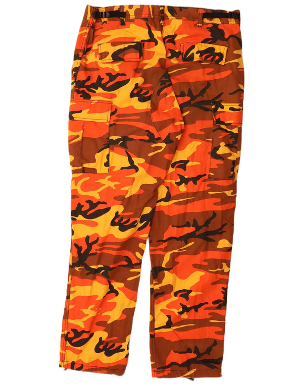 Vintage Damen Gerade Cargohose Groß W34 L32 Orange Camouflage