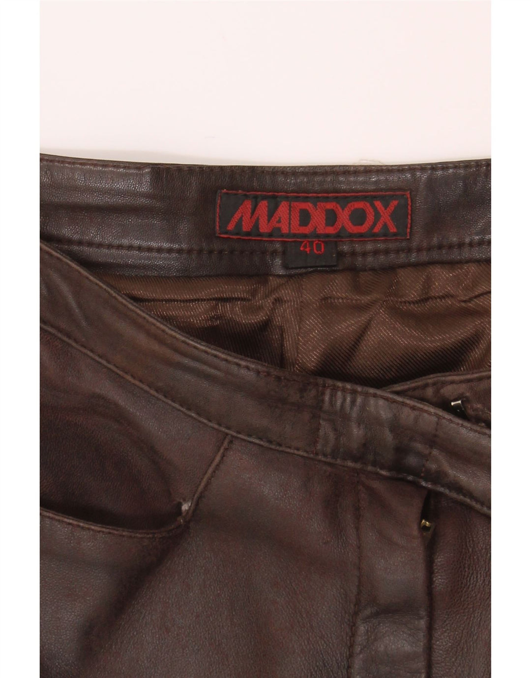 MADDOX Womens Straight Leather Trousers EU 40 Medium W30 L29 Brown Leather Vintage Maddox and Second-Hand Maddox from Messina Hembry 