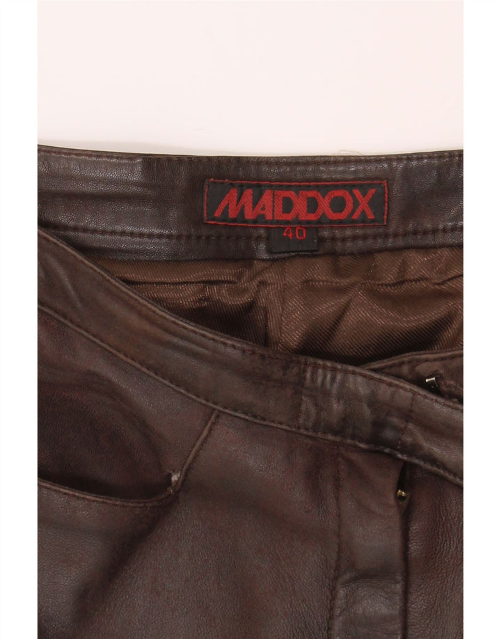 MADDOX Womens Straight Leather Trousers EU 40 Medium W30 L29 Brown Leather Vintage Maddox and Second-Hand Maddox from Messina Hembry 