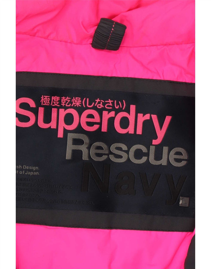 Superdry Damen-Parka mit Kapuze, UK 16, Größe L, schwarzes Nylon