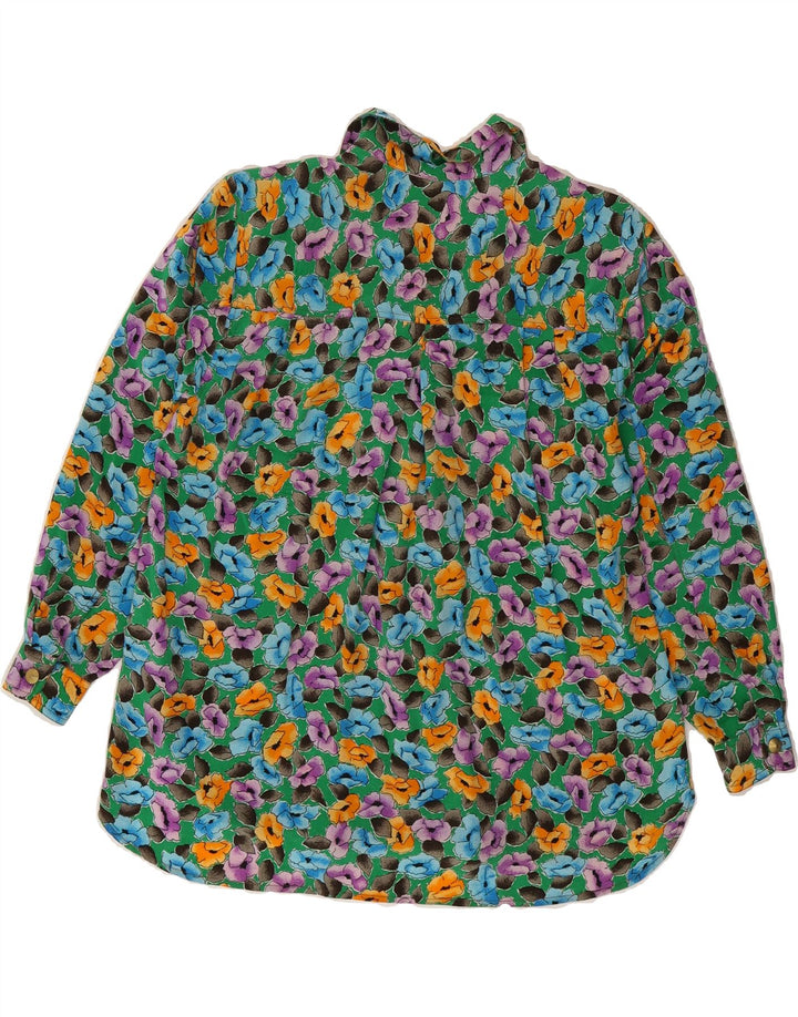 VINTAGE Damen Hemdbluse EU 36 Kleine mehrfarbige Blumenseide