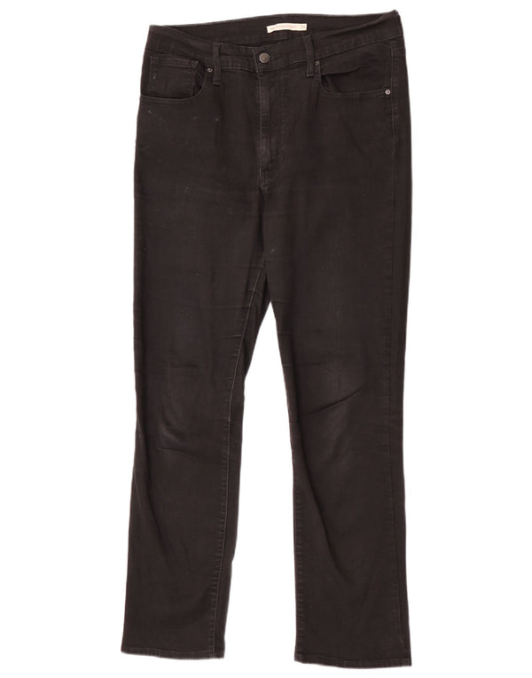 Levi's Damen 724 High Rise Straight Jeans W31 L30 Schwarze Baumwolle