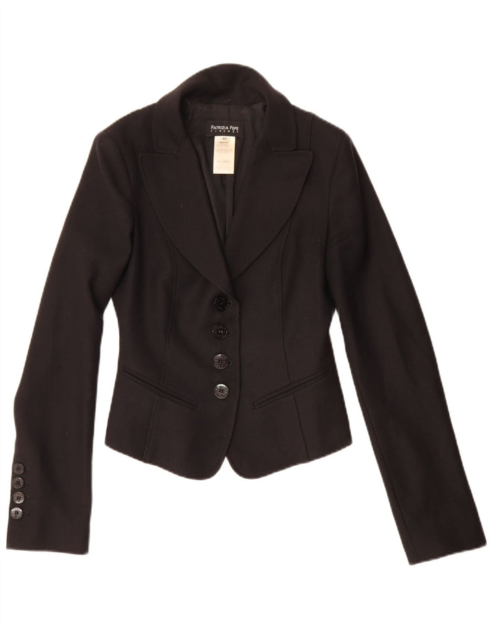 Patrizia Pepe Damen 4-Knopf-Blazerjacke IT 40 Kleine schwarze Wolle