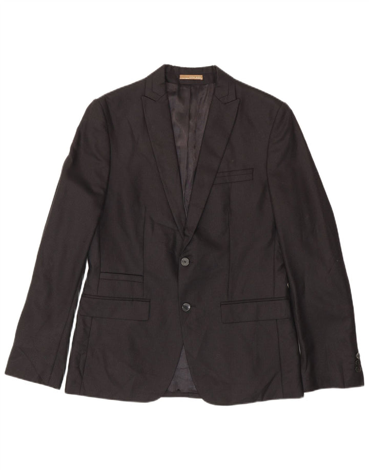 Zara Herren-Blazer mit 2 Knöpfen, EU 50, mittelschwarz, Nadelstreifen