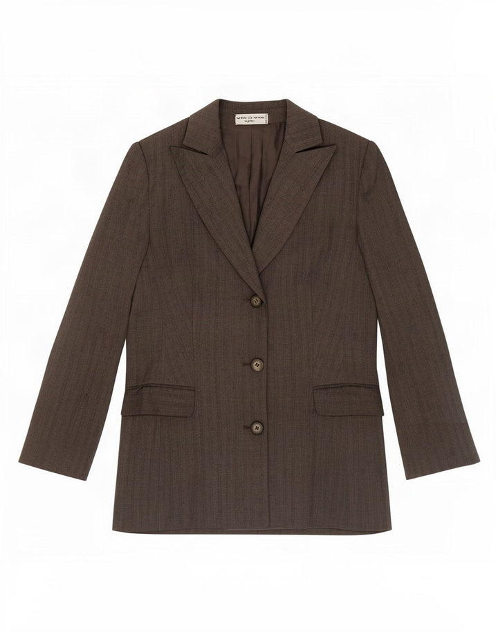 Byblos Damen-Blazerjacke mit 3 Knöpfen, Gr. 10, klein, grau gestreift
