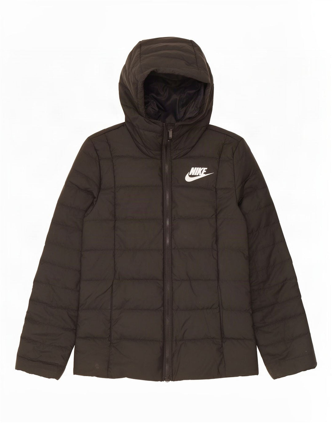 Nike Damen-Kapuzenjacke, wattiert, Gr. 10, Größe S, Schwarz, Polyester