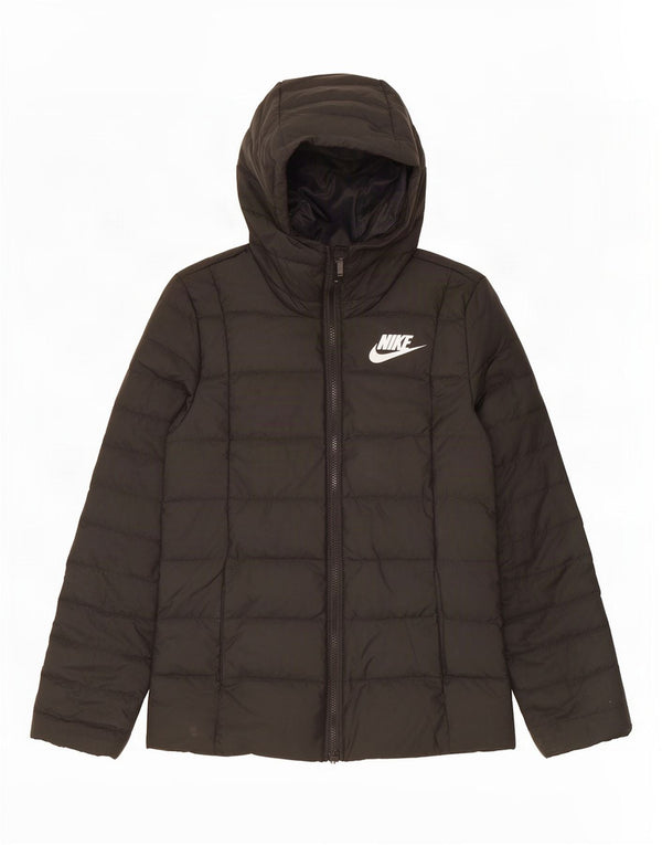 Nike Damen-Kapuzenjacke, wattiert, Gr. 10, Größe S, Schwarz, Polyester