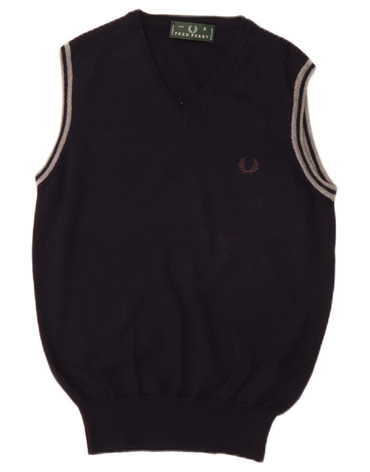 Fred Perry Herren Weste Tank Top Small Marineblau Wolle