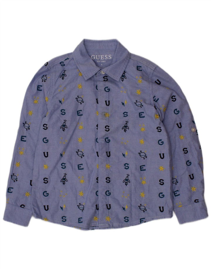 GUESS Jungen Grafikshirt 3-4 Jahre Blaue Baumwolle