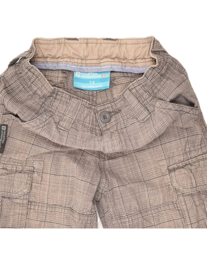 MOUNTAIN WAREHOUSE Cargo-Shorts für Jungen, 7–8 Jahre, W22, grau karierte Baumwolle