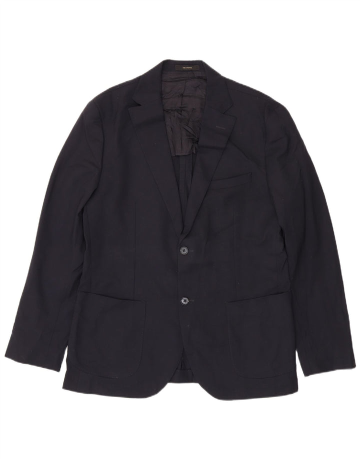 Massimo Dutti Herren-Blazer mit 2 Knöpfen, EU 52, große marineblaue Wolle