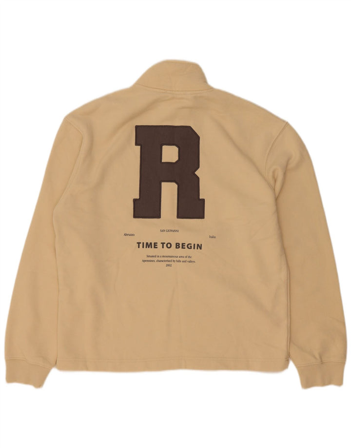Zara Herren-Sweatshirt mit grafischem Reißverschluss, mittelbeige Baumwolle