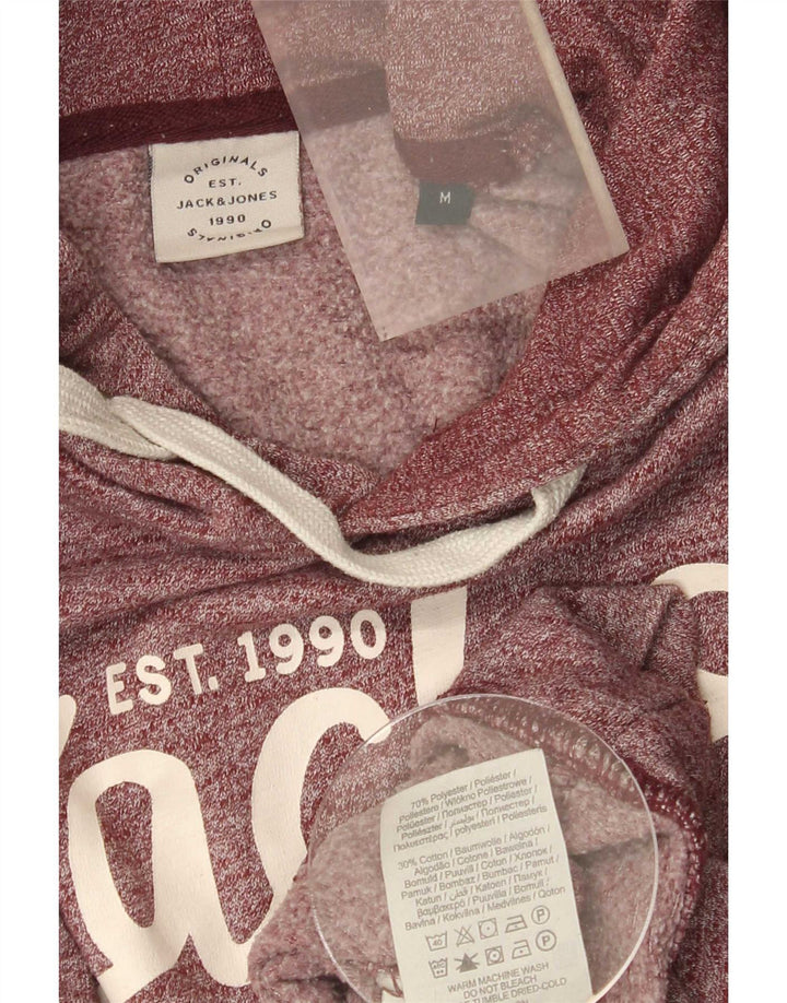 Jack & Jones Herren-Kapuzenpullover mit Grafik, mittleres Burgunderrot, geflecktes Polyester