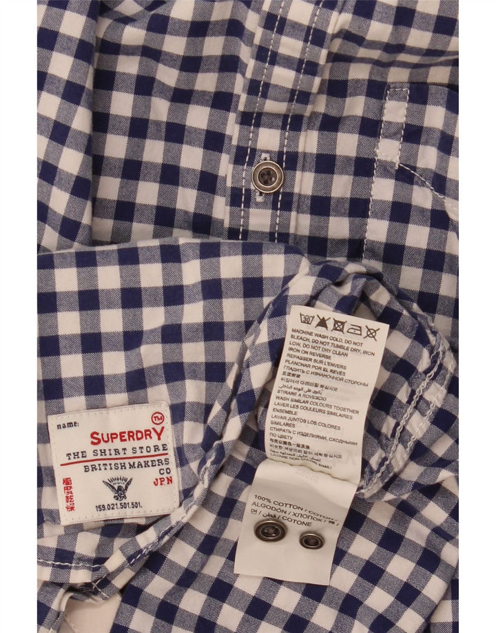 Superdry Herrenhemd aus mittelblauer Gingham-Baumwolle