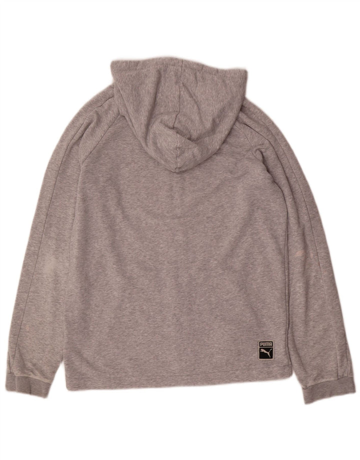Puma Herren-Kapuzenpullover mit Reißverschluss, klein, grau gefleckte Baumwolle