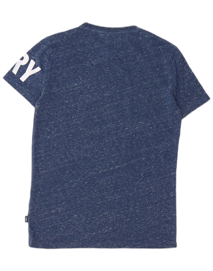 SUPERDRY Herren-T-Shirt mit Grafik, Größe S, marineblau gesprenkelte Baumwolle