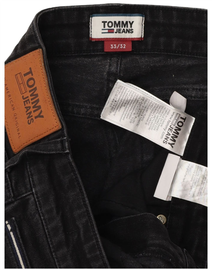 Tommy Hilfiger Herren Slim Jeans W33 L32 Schwarze Baumwolle