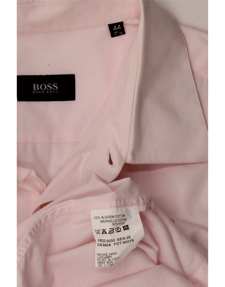 HUGO BOSS Herrenhemd Größe 17 1/2 44 XL rosa Baumwolle