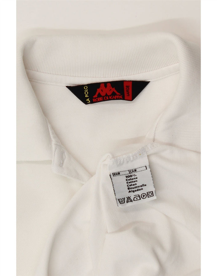 KAPPA Damen Poloshirt UK 14 Large Weiße Baumwolle