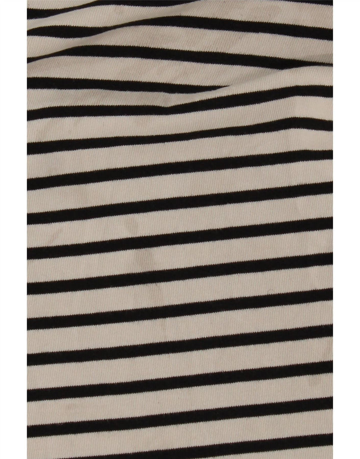 Zara Damen Top Langarm UK 10 Small Weiß gestreift