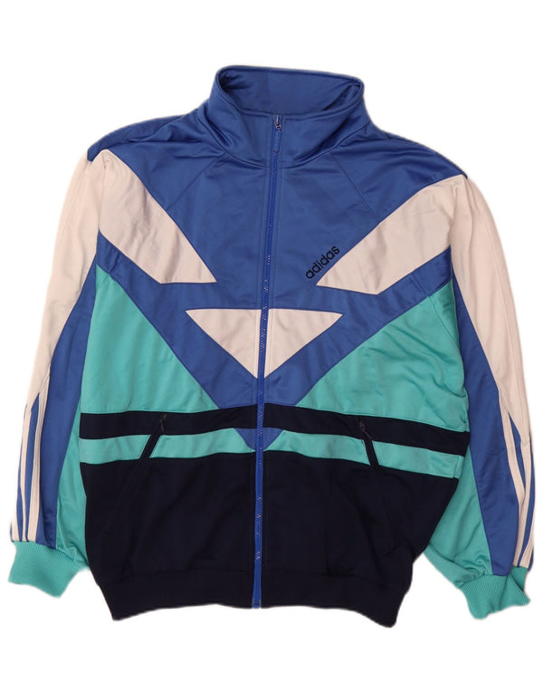 Adidas Herren-Trainingsanzug-Oberteiljacke UK 40/42 Mittelblaues Colourblock-Polyester
