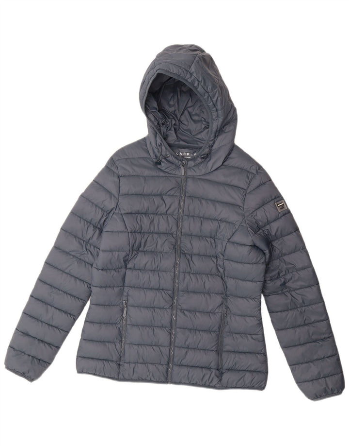 Carrera Wattierte Damenjacke mit Kapuze, UK 16, Größe L, Blau, Polyamid
