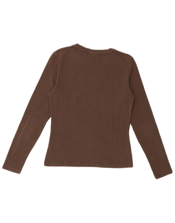 Murphy & Nye Womens Graphic Top Langarm UK 8 Small Braun Baumwolle